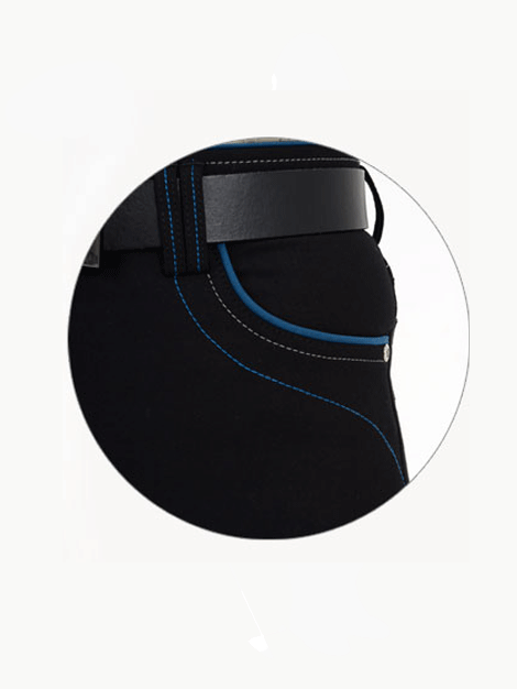Premium Rugged Horse Riding Breeches - Black with Teal Stitch | Durable Equestrian Pants for Women & Men | Perfect for Show Jumping, Dressage & Trail Riding