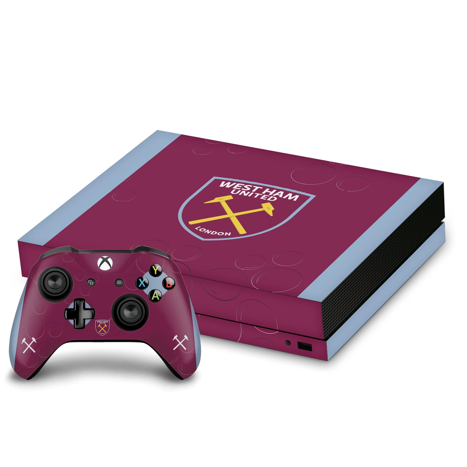 Official West Ham United FC Home Kit 2023/24 Vinyl Sticker - Compatible with Xbox One X Console & Controller - Gaming Skin Decal for Enhanced Protection & Style - Perfect for Gamers & Football Fans