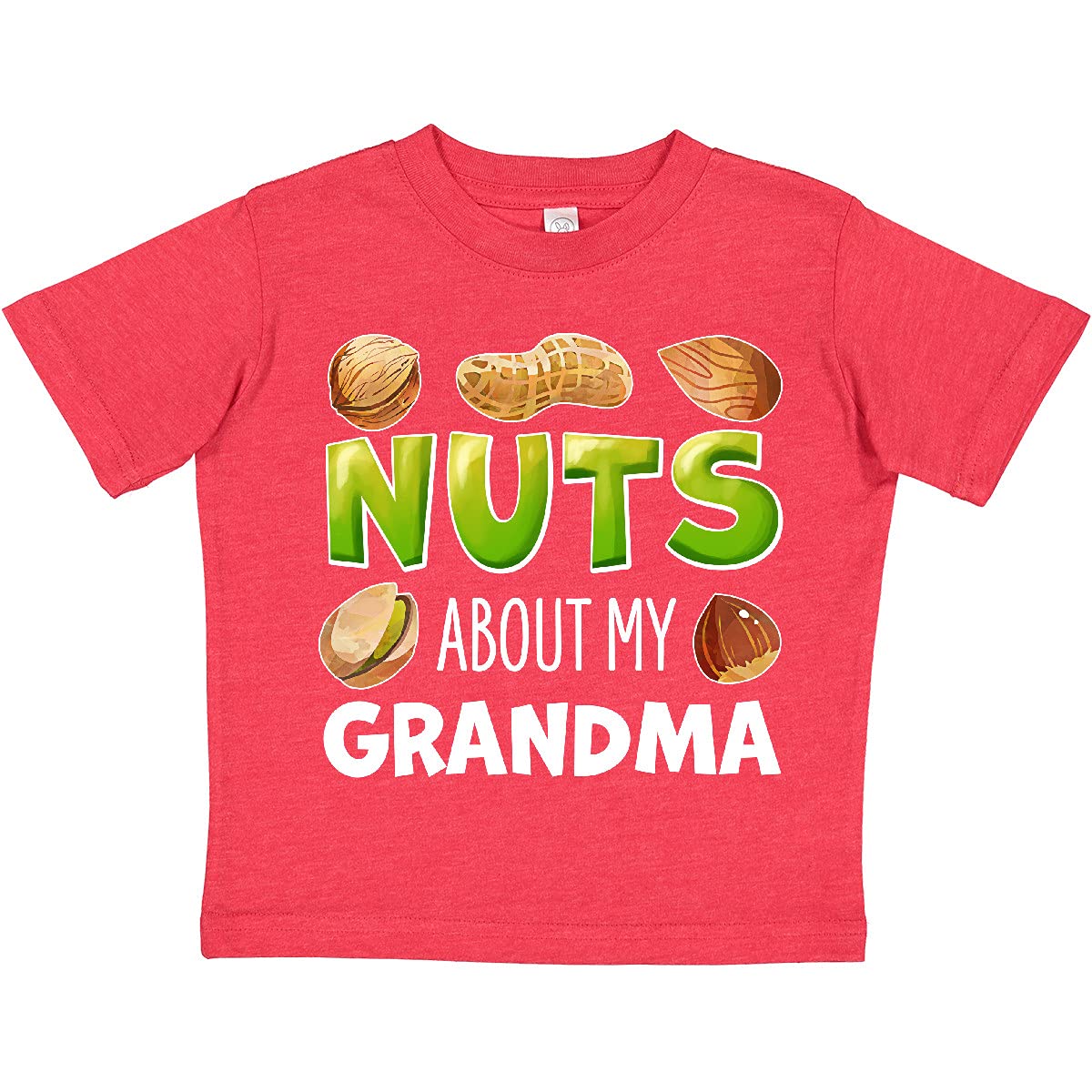 Inktastic 'Nuts About My Grandma' Peanut, Almond, Pistachio Toddler T-Shirt - Cute Grandparents Day Gift for Toddlers & Funny Family Matching Outfit