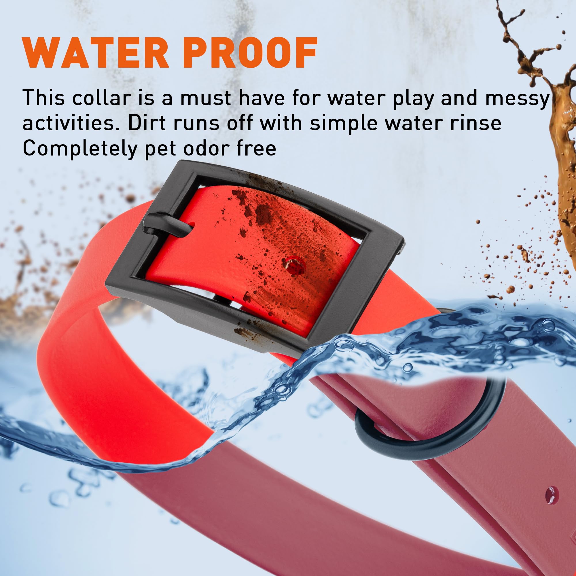 Premium Waterproof Biothane Dog Collar - Durable Coated Nylon Webbing with Black Hardware | Odor-Resistant, Easy to Clean & Low Maintenance | Perfect for Small, Medium & Large Dogs (Cherry Red) | Ideal for Outdoor Adventures, Swimming & Daily Walks