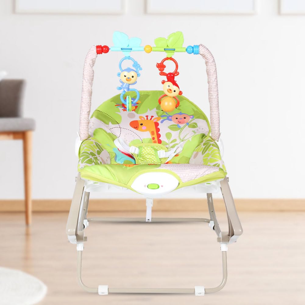 Detachable Soft Baby Rocking Chair Cradle with 2 Toys - Portable Infant Lounge Chair for Newborns | Secure & Comfortable Baby Seat with Removable Cushion | Perfect for Nursery, Bedroom & Travel