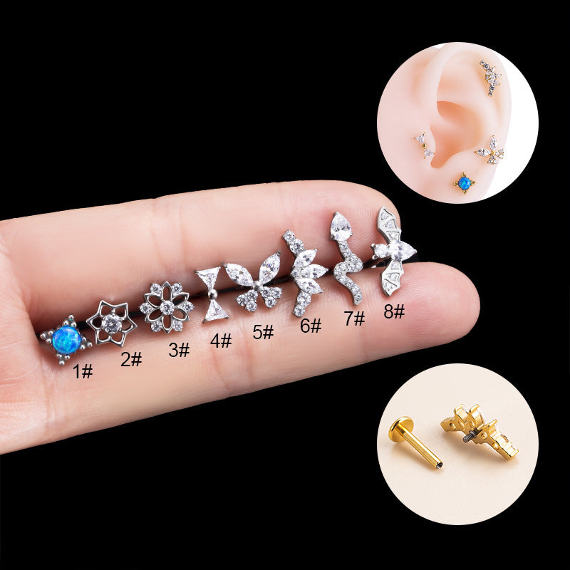 16G Cartilage Titanium Earrings - Dainty Ribbon & Floral Design Conch Earrings for Women | Perfect for Piercing Healing, Everyday Wear & Special Occasions | HSPJ539