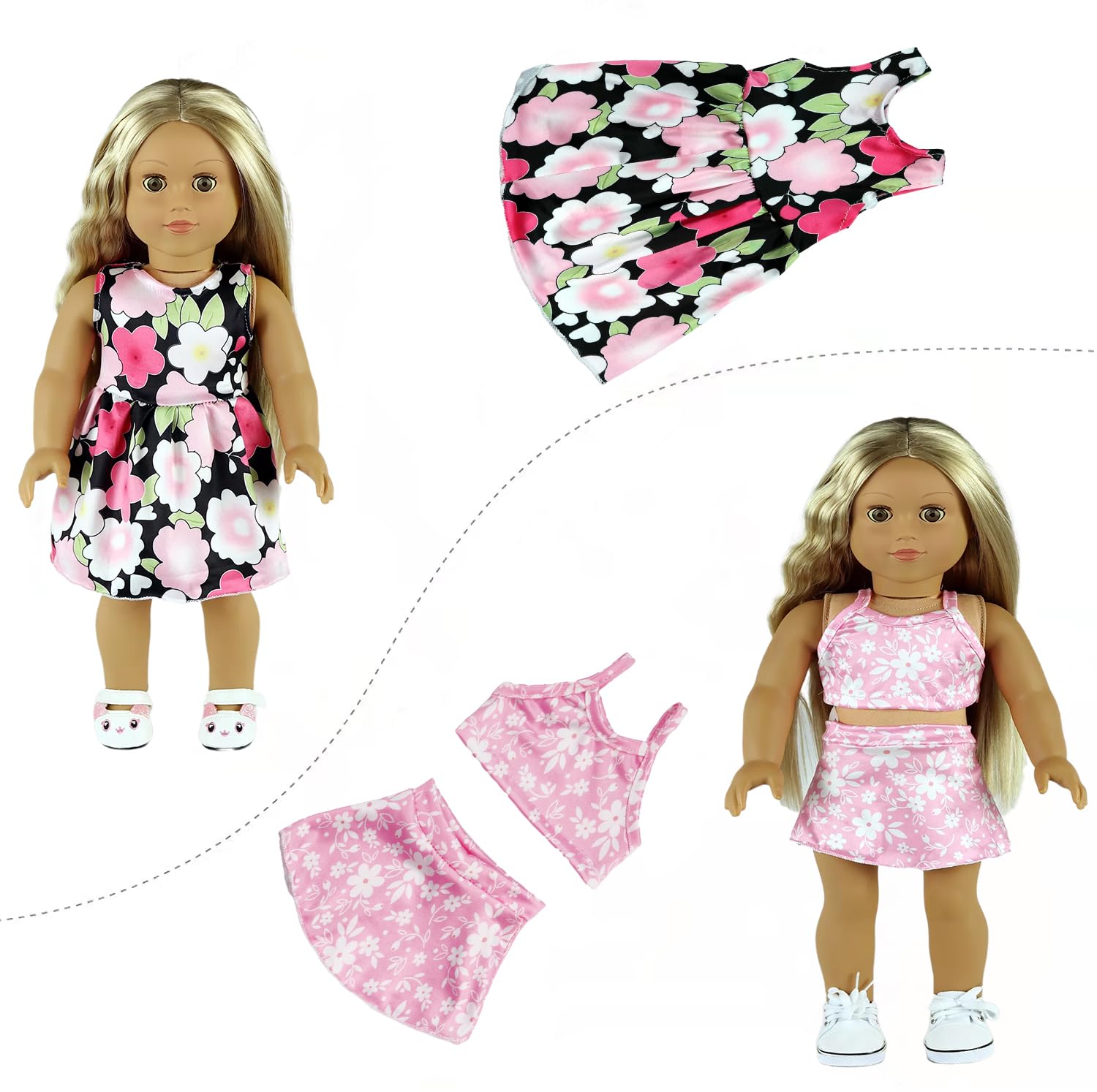 20 pcs 18 Inch Doll Clothes & Accessories for American Girl Dolls - 10 Complete Outfit Sets - Perfect for Dress Up, Role Play & Gift Giving