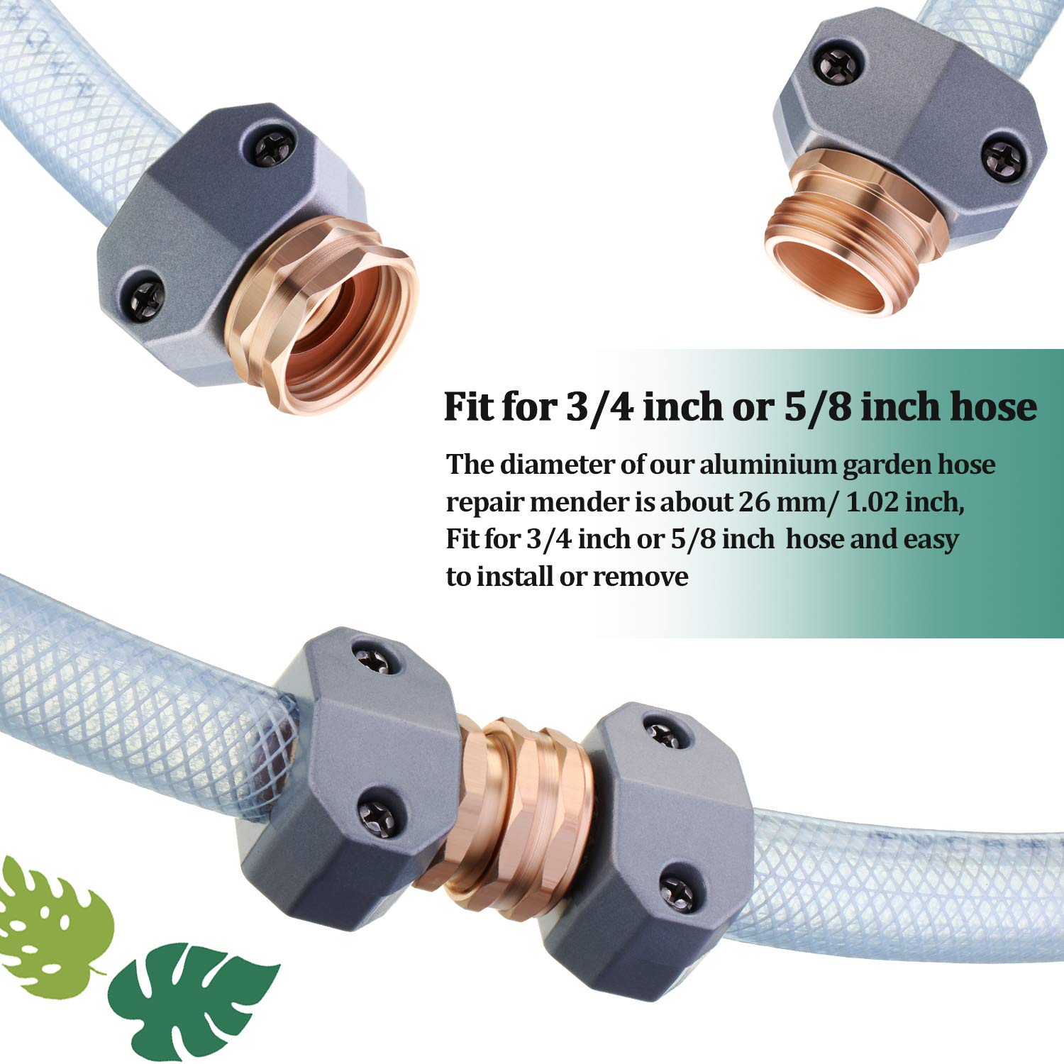 4-Piece Garden Hose Repair Kit - Heavy Duty 3/4