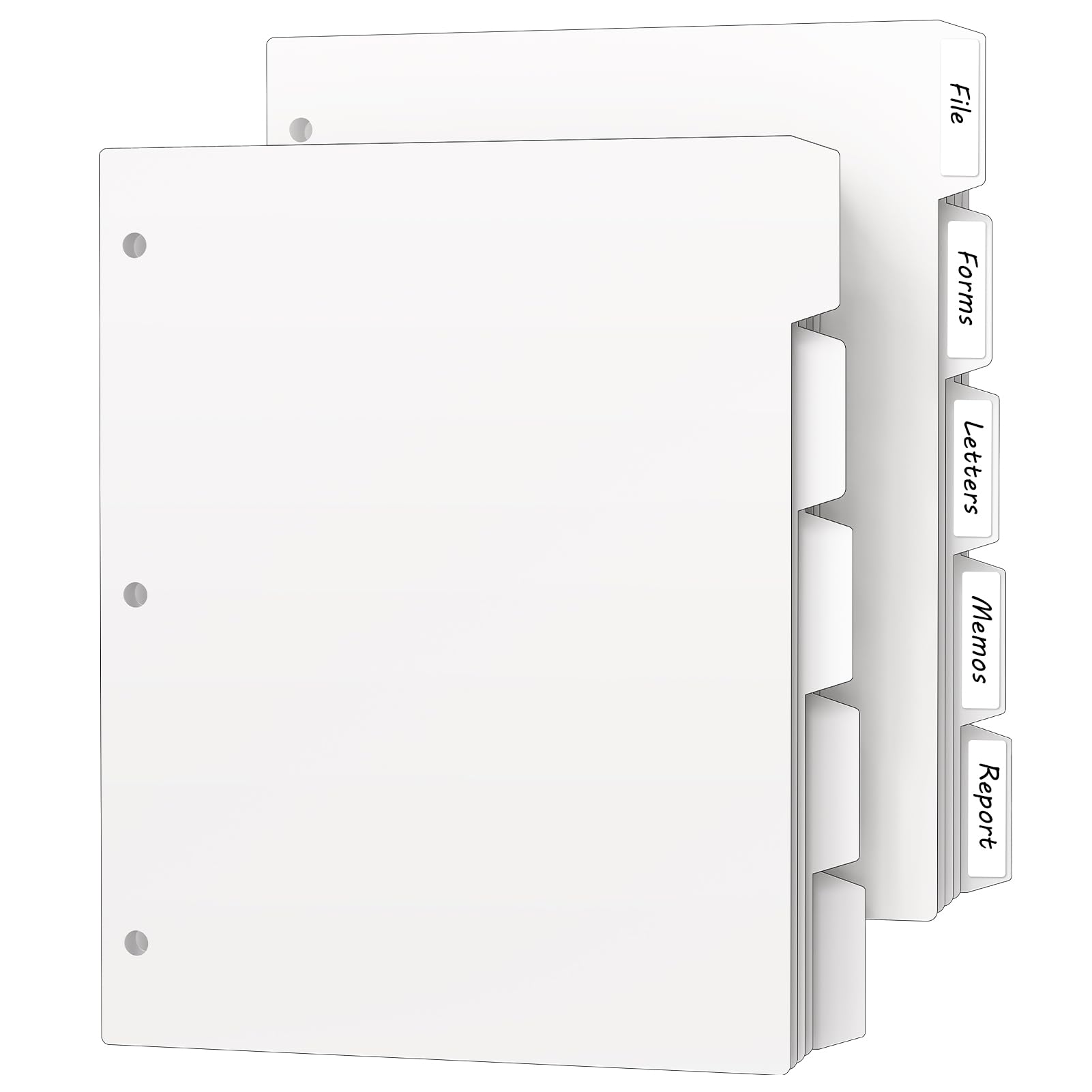 HABGP 10-Piece 5-Tab Divider Set for 3-Ring Binder - White Plastic Index Dividers with Tabs - Durable Page Organizers for School, Office & Home Organization - Perfect for Filing, Note-Taking & Document Management