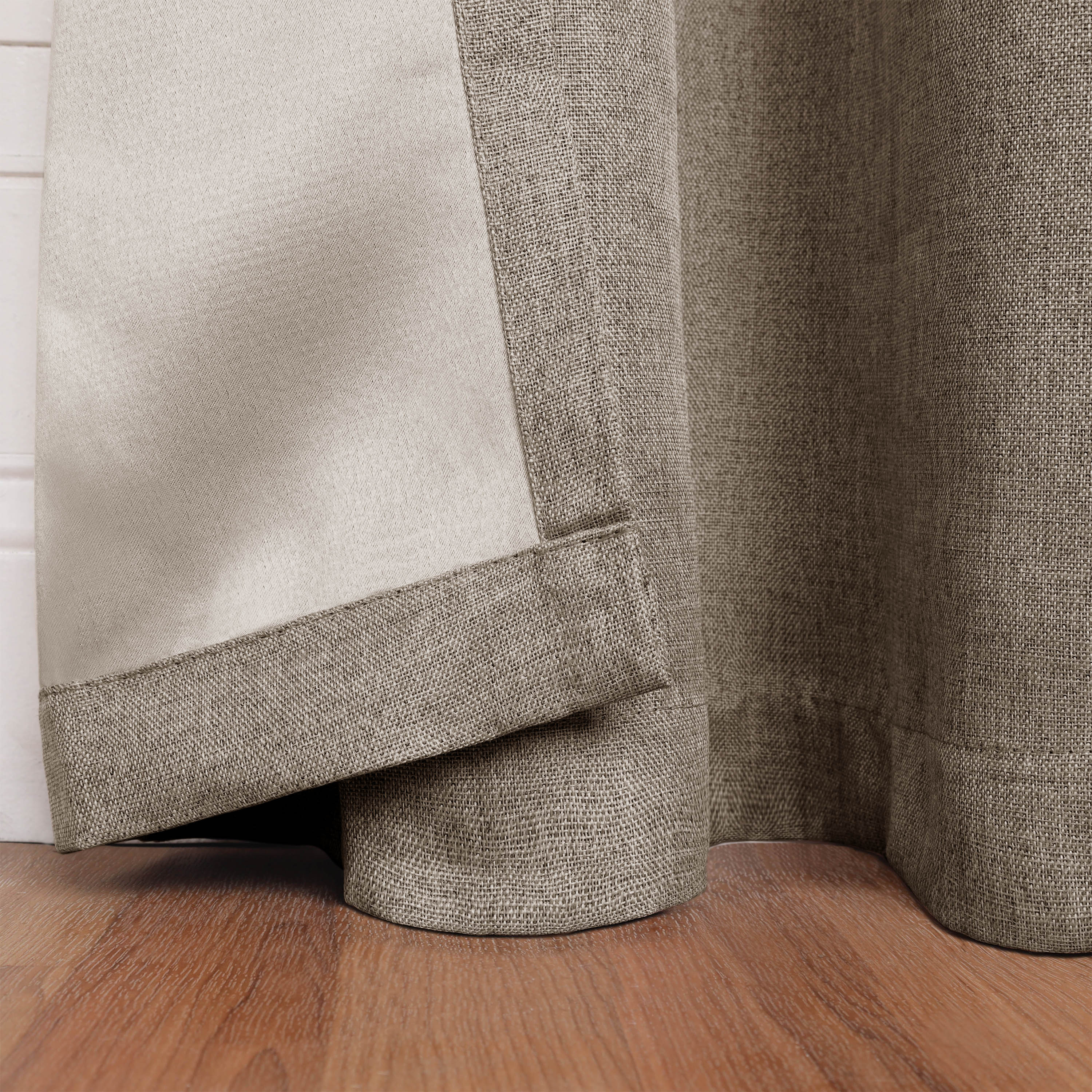 Linen Pattern Blackout Curtains Set of 2 Panels - 100% Room Darkening, Washable Fabric for Bedroom & Living Room - Noise Reducing & Energy Saving Window Treatments for Home Decor