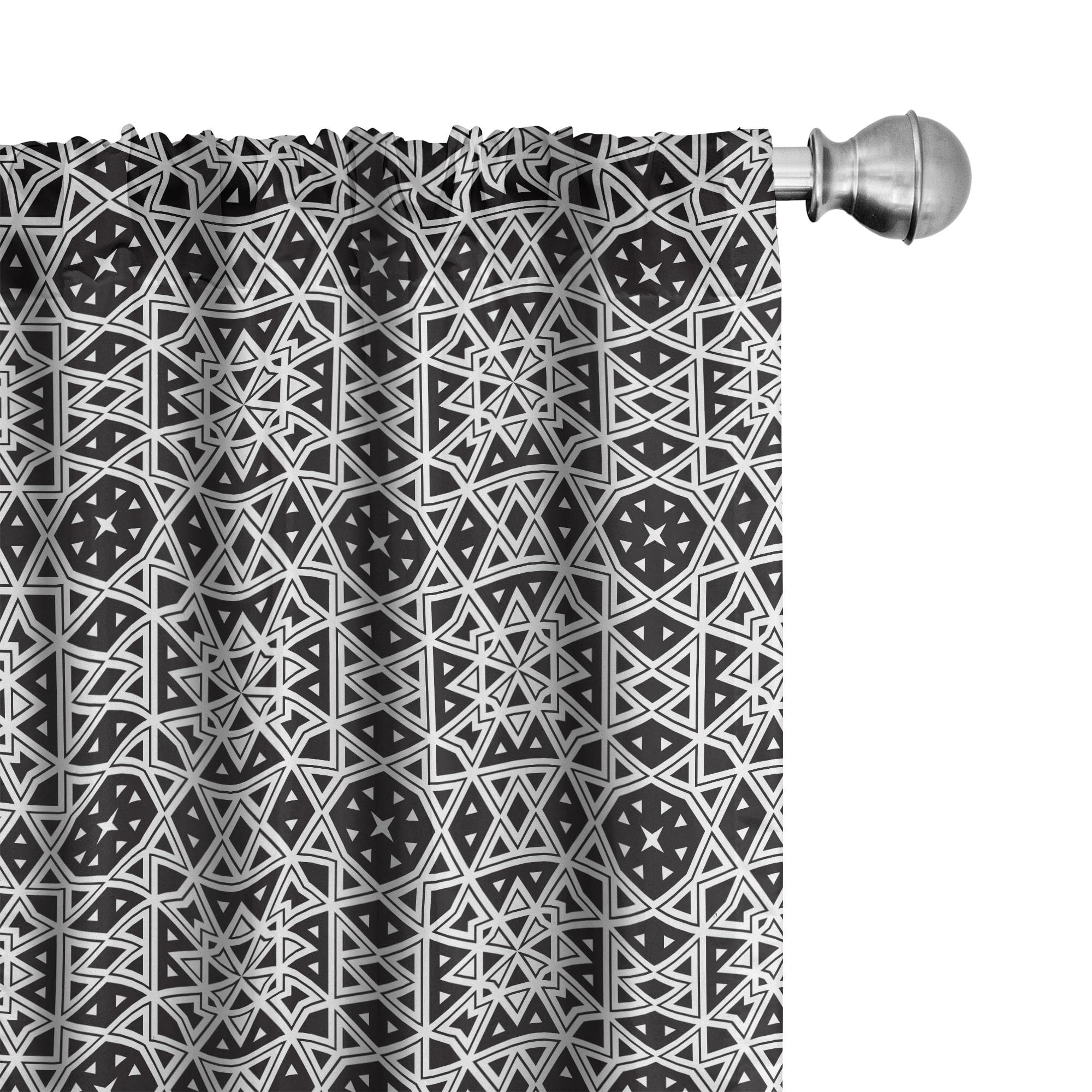 Ambesonne Black and White Geometric Curtains - 2 Panel Set, 28