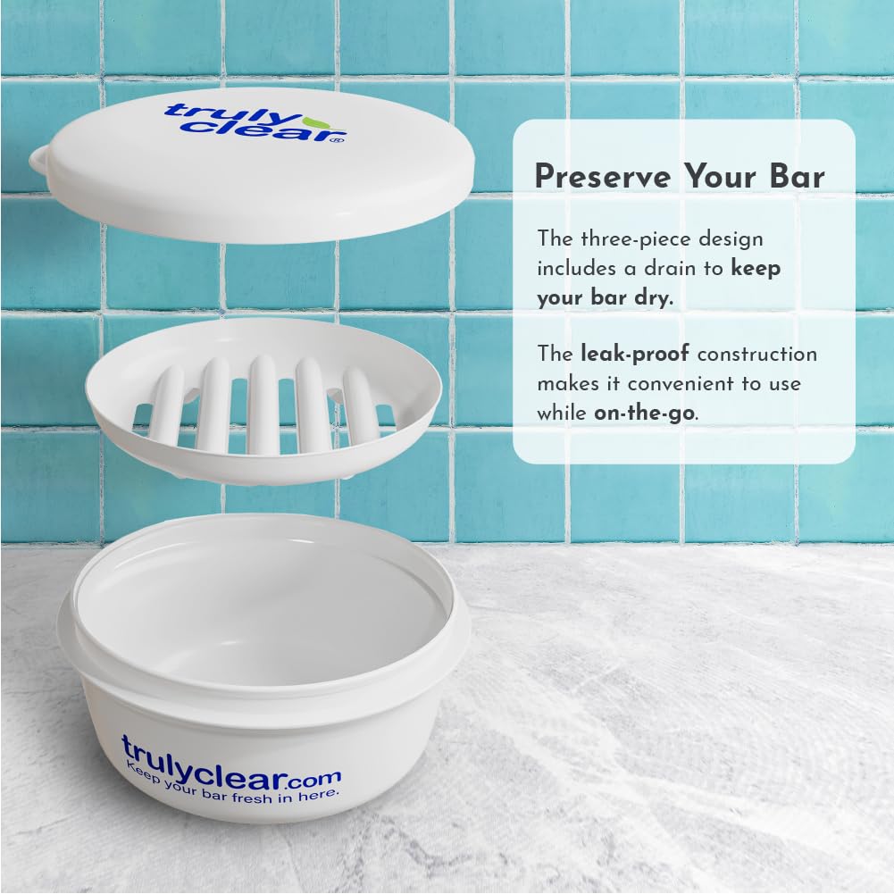 **Truly Clear® Leakproof Travel Soap Case with Tray - Portable Soap Bar Holder & Dish for Gym, Shower, Camping & Luggage (3-Pack) - Perfect for Travel, Home & Outdoor Adventures**