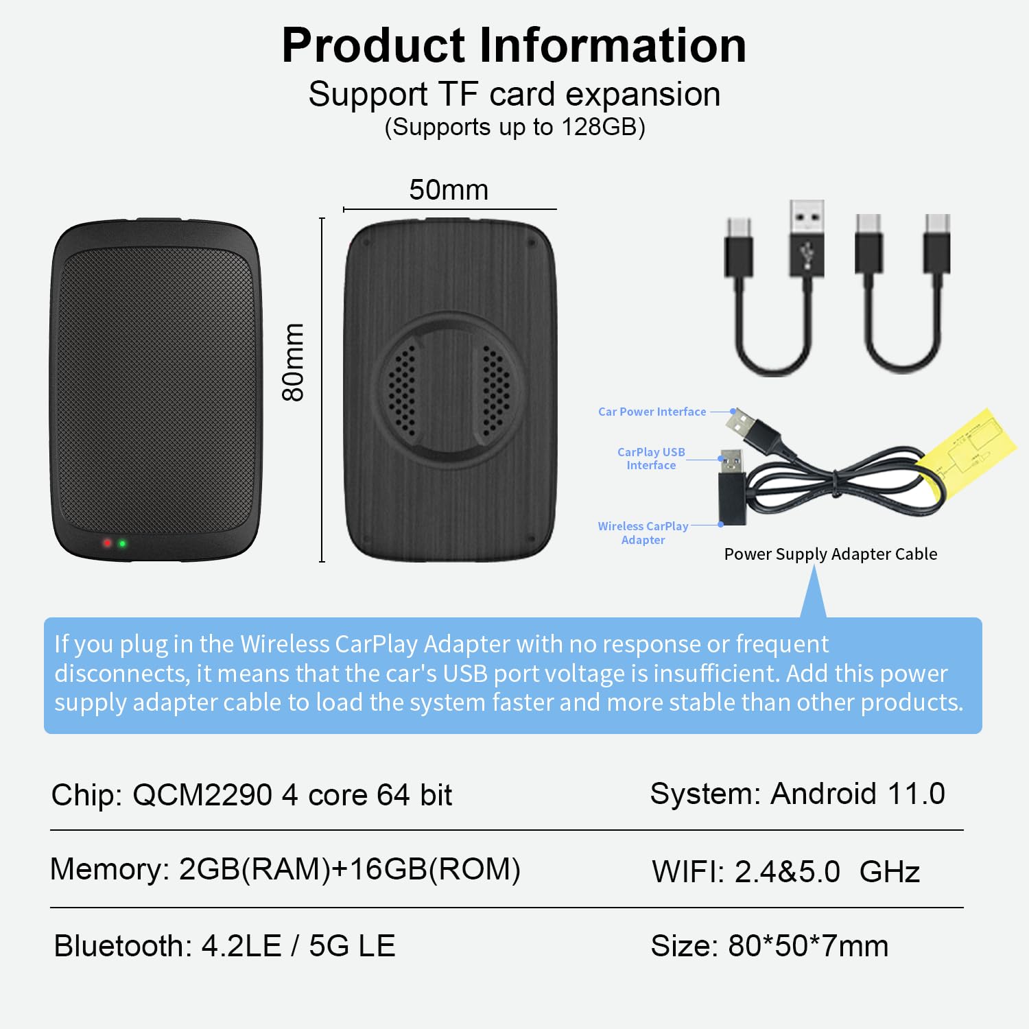 4 in 1 Wireless CarPlay Adapter - Wireless Apple CarPlay & Android Auto Dongle with YouTube/Netflix/TikTok/Play Store Support, TF Card Slot & Screen Mirroring - Convert Wired to Wireless for Seamless Streaming in Your Car | Perfect for Long Road Trips & Daily Commutes