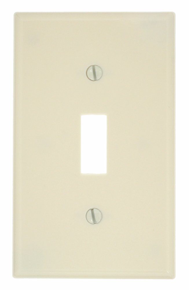 Leviton 78001 1-Gang Toggle Switch Wall Plate - Standard Size Thermoset Light Almond Cover for Home & Office Electrical Installations