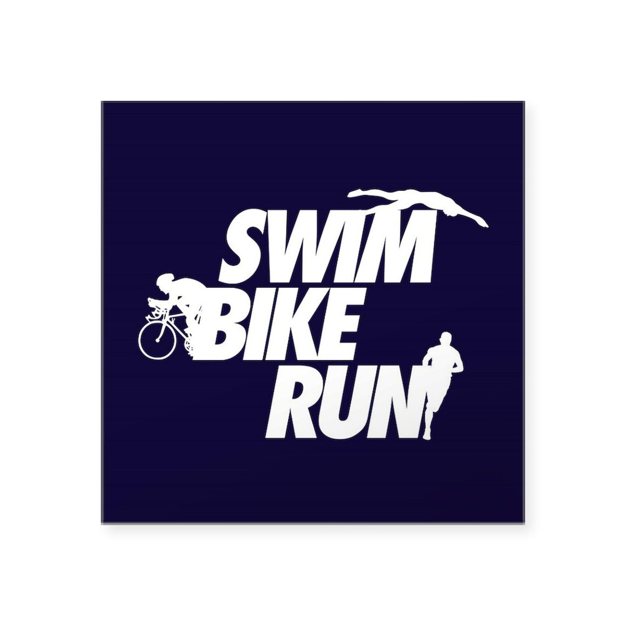 Swim Bike Run Square Sticker 3x3 Inch - Durable Bumper Decal for Cars, Laptops & Water Bottles - Perfect for Triathletes, Cyclists & Runners - Motivational Sports Decoration