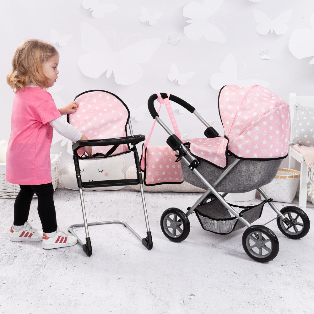 Bayer Design Cozy Dolls Playset - Soft Plush Pink & Grey Stuffed Animals with Star Patterns | Perfect for Kids Bedroom Decor, Nursery Gifts & Imaginative Playtime
