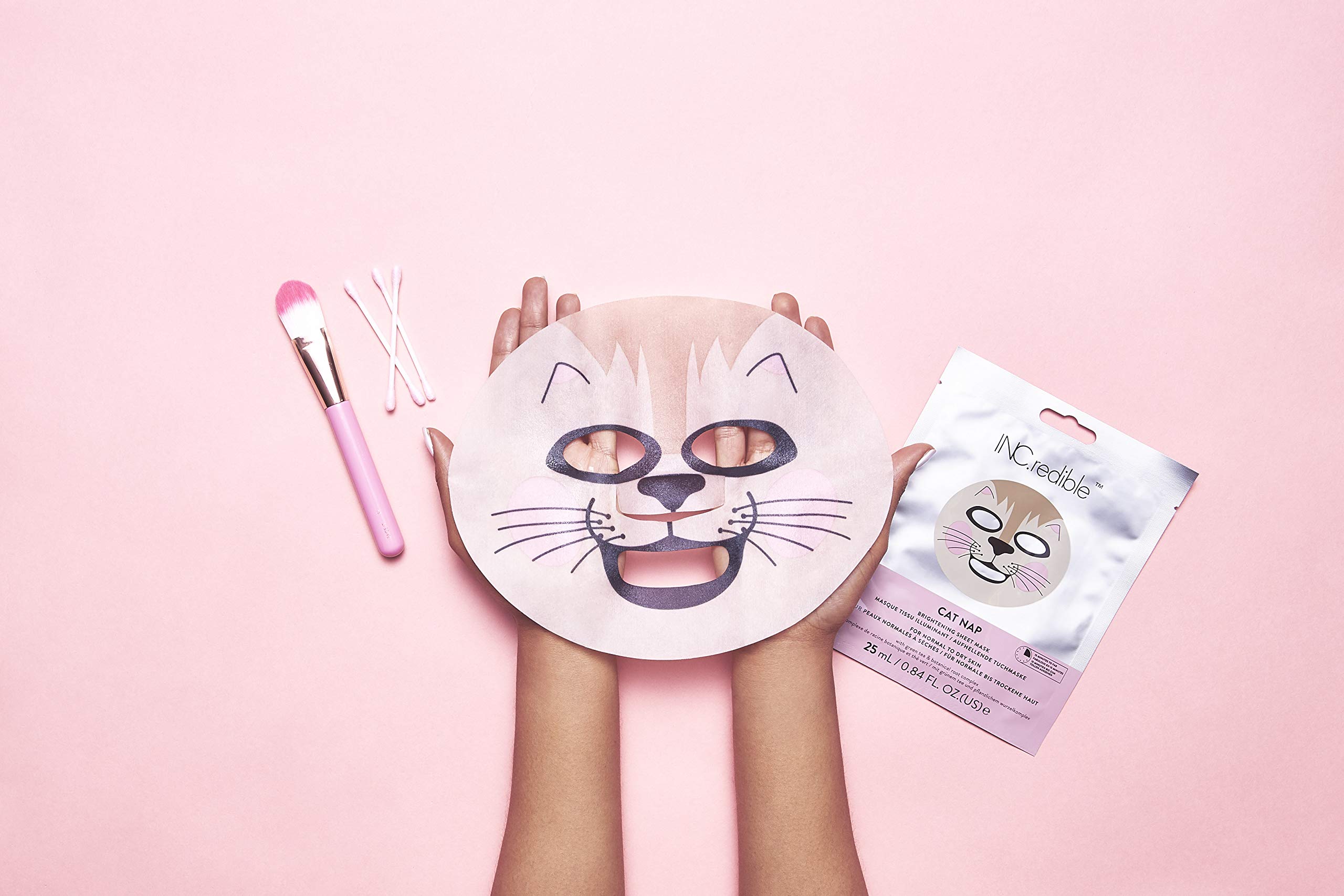 Nails Inc Face Inc Cat Nap Brightening Sheet Mask - Hydrating & Glow-Boosting Facial Mask for Dull Skin | Perfect for Nighttime Skincare & Self-Care Routine