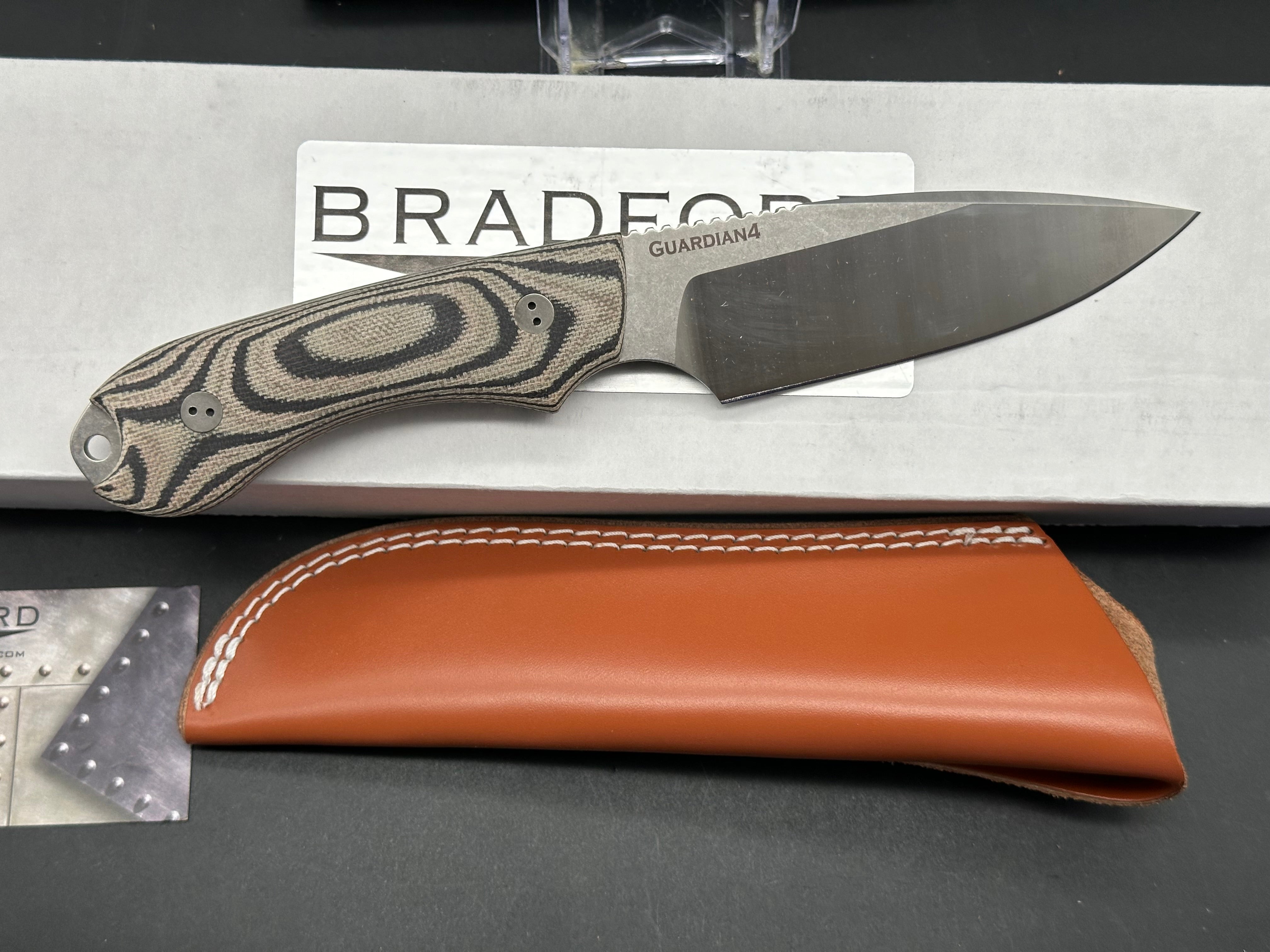 Bradford Knives Guardian4 Tactical Folding Knife - 3D Camo Micarta Handle, N690 Steel Blade, False Edge - Perfect for Outdoor Survival, Hunting & EDC