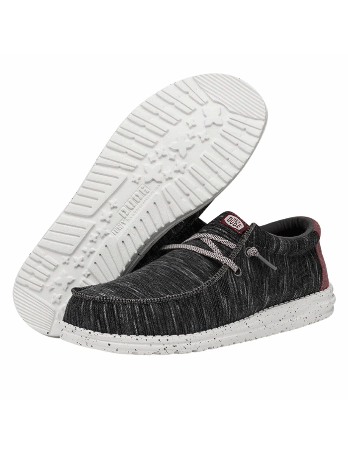Hey Dude Men's Wally Jersey Slip-On Comfortable Shoes - Black Size 12 | Lightweight Casual Sneakers for Walking, Travel & Everyday Wear