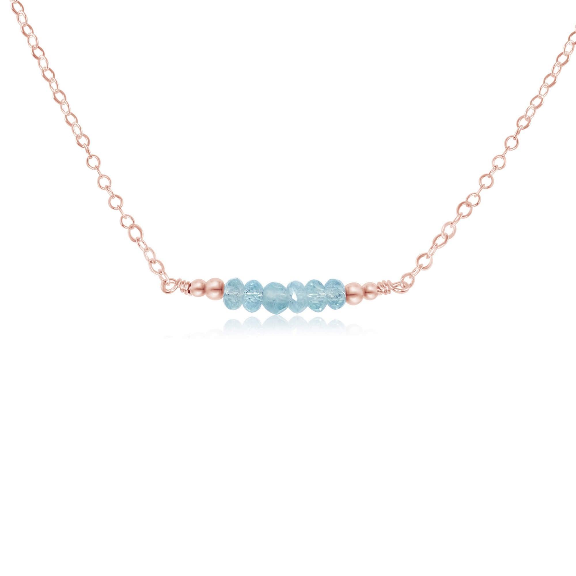 Sparkling Blue Aquamarine Faceted Bead Bar Necklace - Elegant Handmade Jewelry for Women, Perfect for Weddings, Parties & Special Occasions