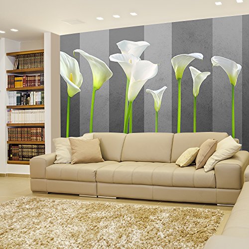 Arum Lilies With Gray Striped Background