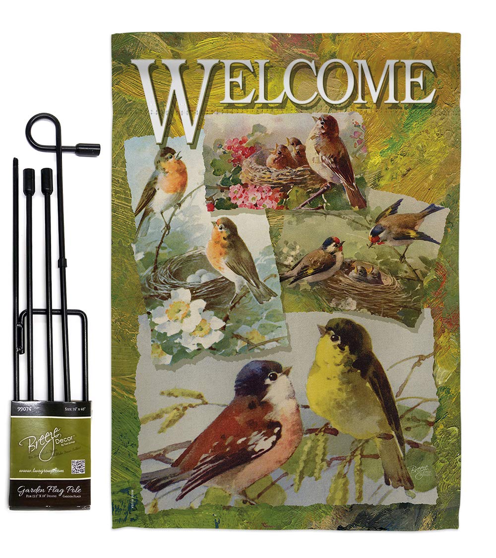 Bird Collage Garden Flag Set - 13