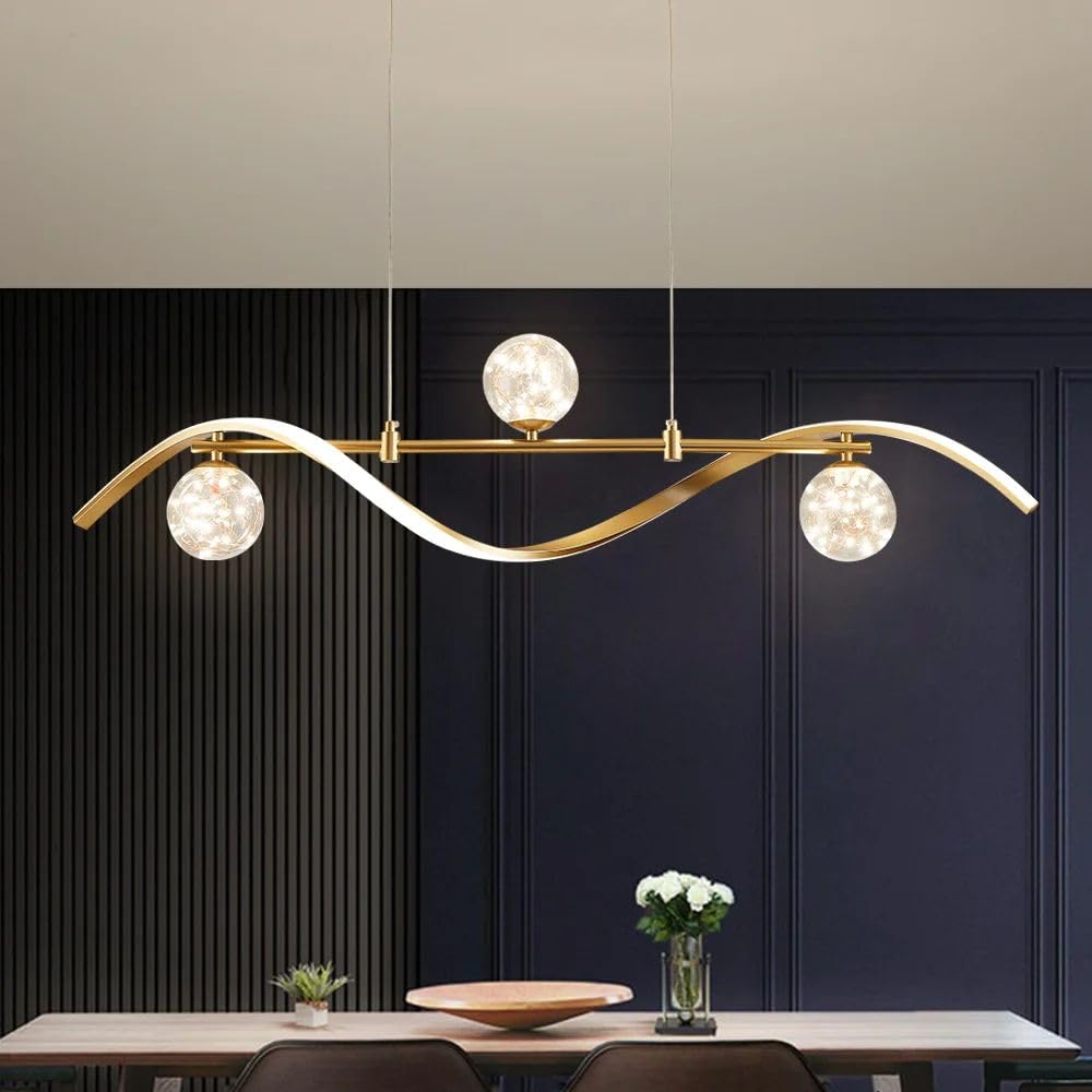 Modern Dimmable LED Linear Kitchen Island Light Fixture - 4-Light Adjustable Hanging Pendant for Dining Room, Living Room & Bar Counter - Energy Efficient Lighting for Home & Restaurant Decor