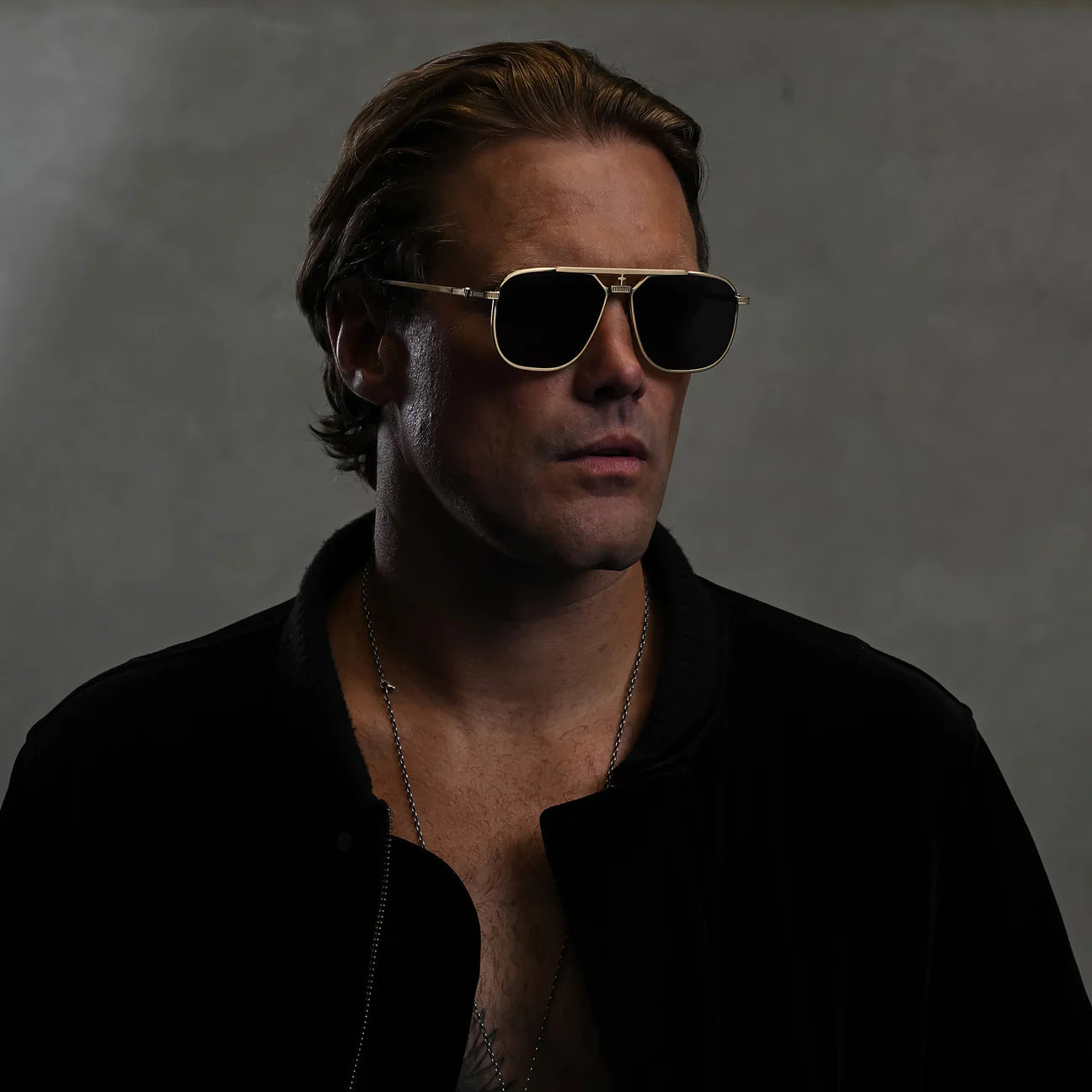 Capita Brushed Gold Titanium Sunglasses with Black Lens - Stylish UV Protection for Outdoor Activities & Driving