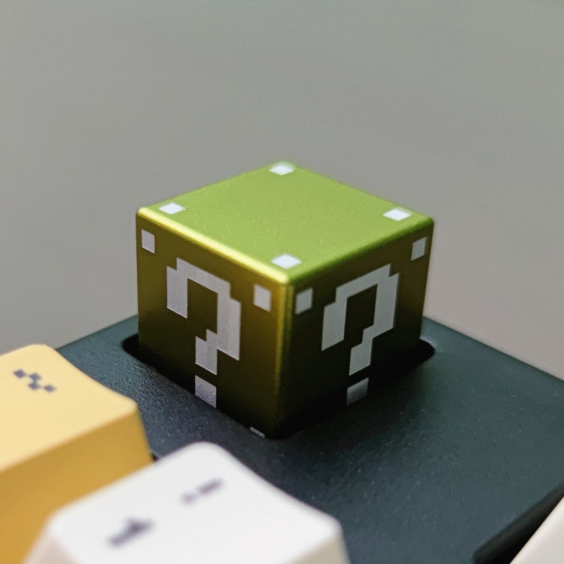 Custom Mario Question Mark Square Box Anodized Aluminum Alloy Mechanical Keyboard Keycap - Perfect for Gaming, Typing & Mechanical Keyboard Enthusiasts