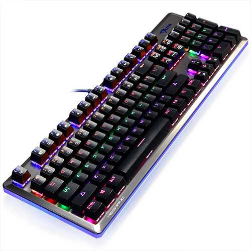 E Blue K727 104-Key NKRO USB Wired Mechanical Gaming Keyboard with Mixed Backlit & Blue Black Switches - Perfect for PC Gaming, Typing & Office Work