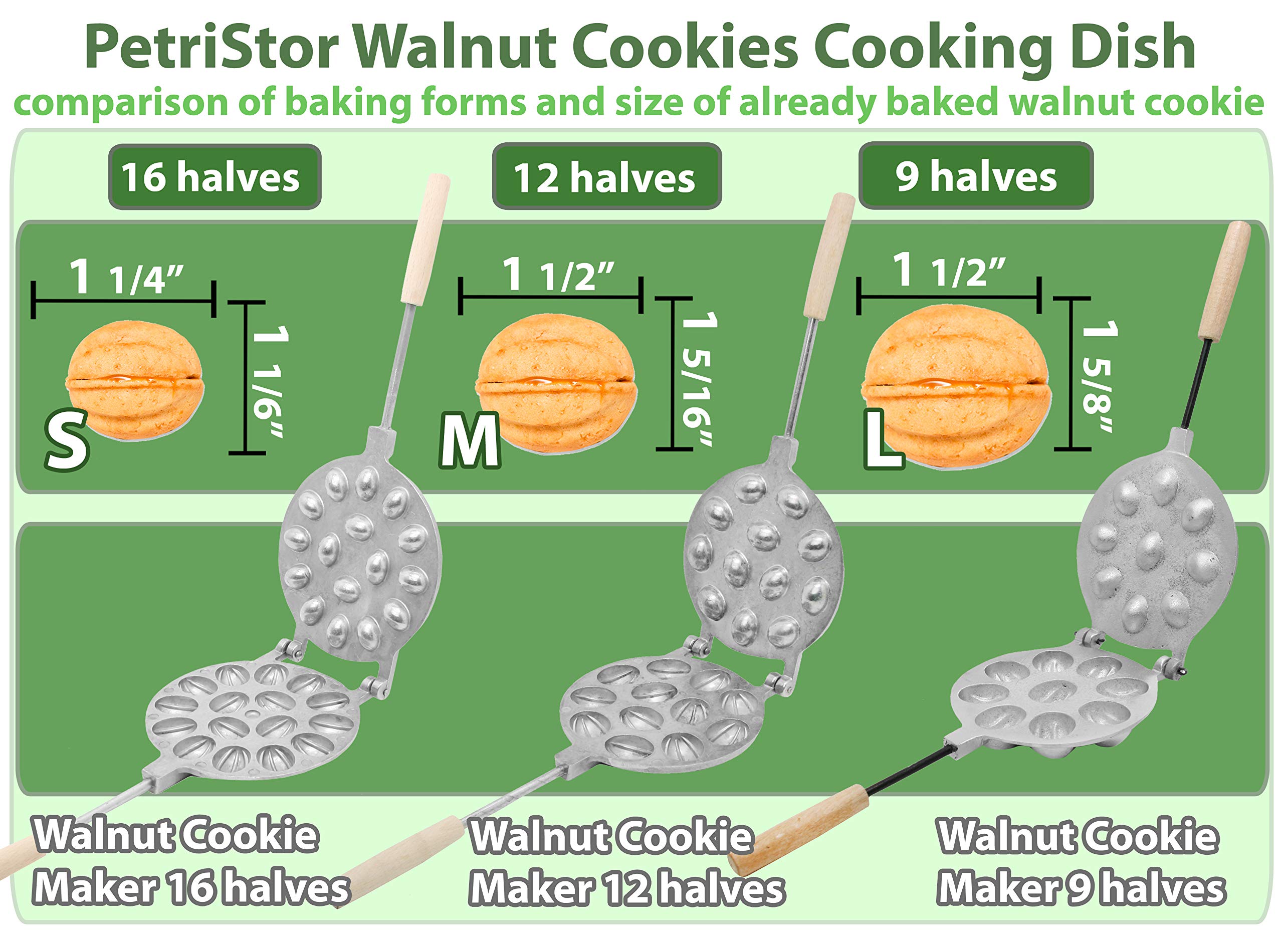 Premium Walnut Cookie (Oreshek) Maker - 16 Nut Capacity Mold for Russian Tea Cakes & Traditional Desserts - Perfect for Holiday Baking, Gift Giving & Family Gatherings