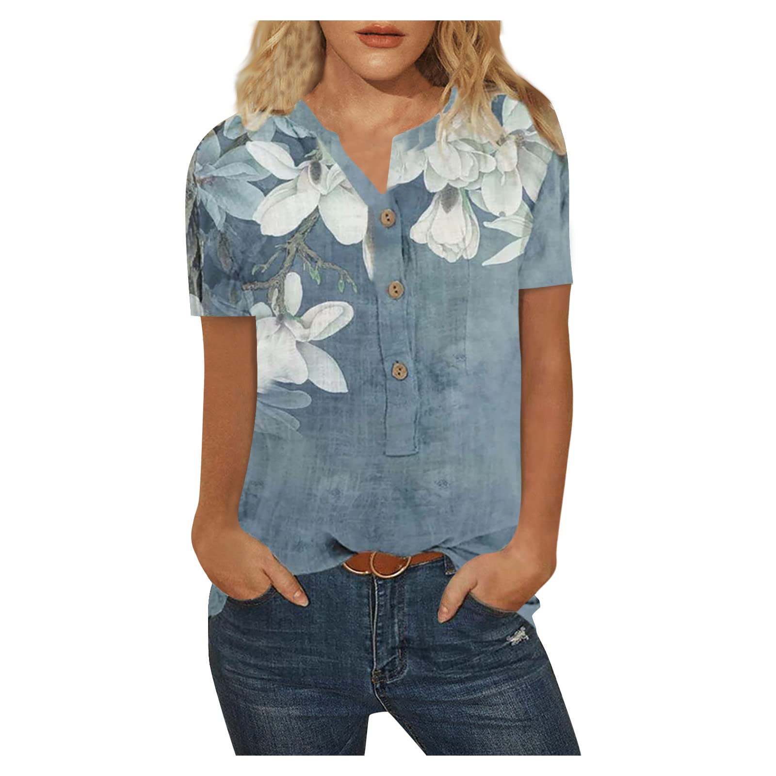 Women's Summer Lace Sleeve Tunic Top - Casual Slim Fit Button Down Blouse for Women | Perfect for Beach Outings, Date Nights & Office Wear