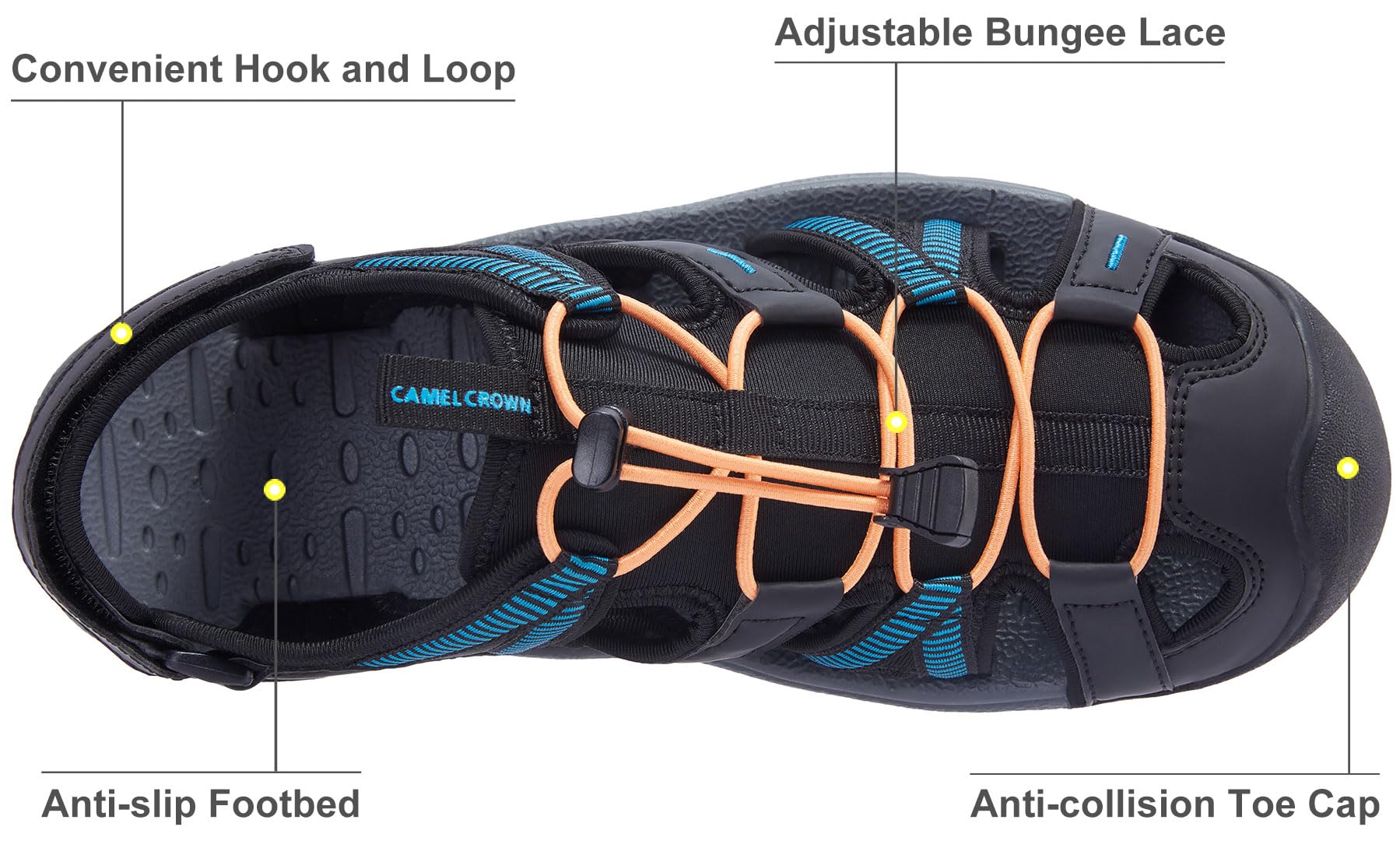 Men's Waterproof Hiking Sandals - Closed Toe for Beach & Outdoor Sports