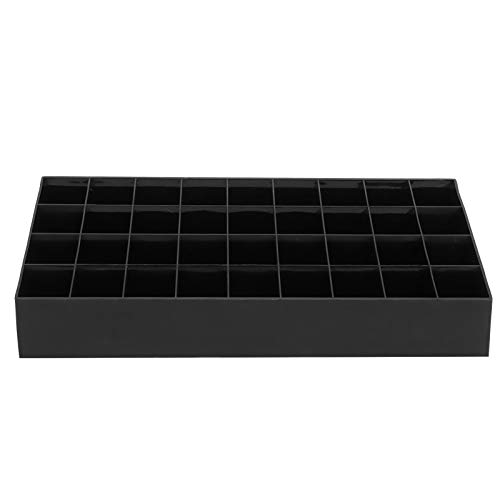 36 Grid Lipstick Organizer with Compartment Dividers - Black Makeup Storage Box for Lip Gloss, Lipsticks & Brushes | Perfect for Vanity, Salon & Travel Organization