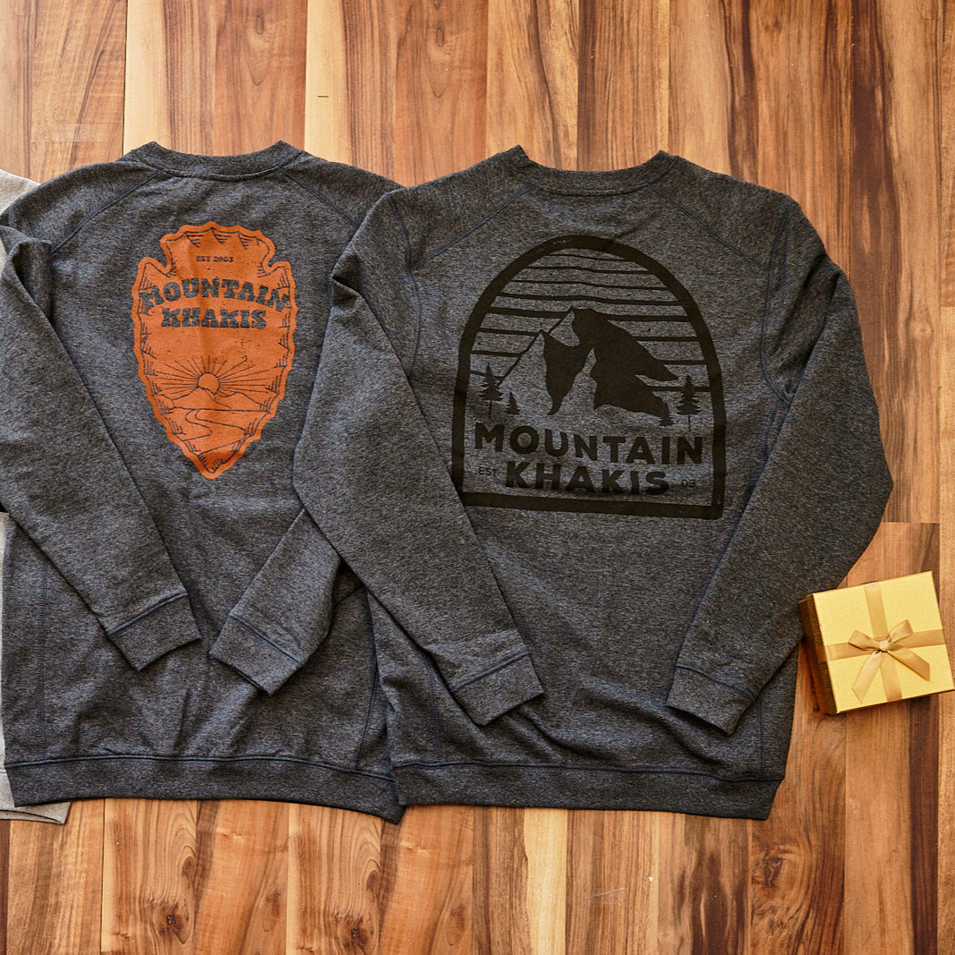Mountain Khakis Logo Crew Neck Sweatshirt for Men - Comfortable Casual Pullover for Hiking, Camping & Outdoor Activities