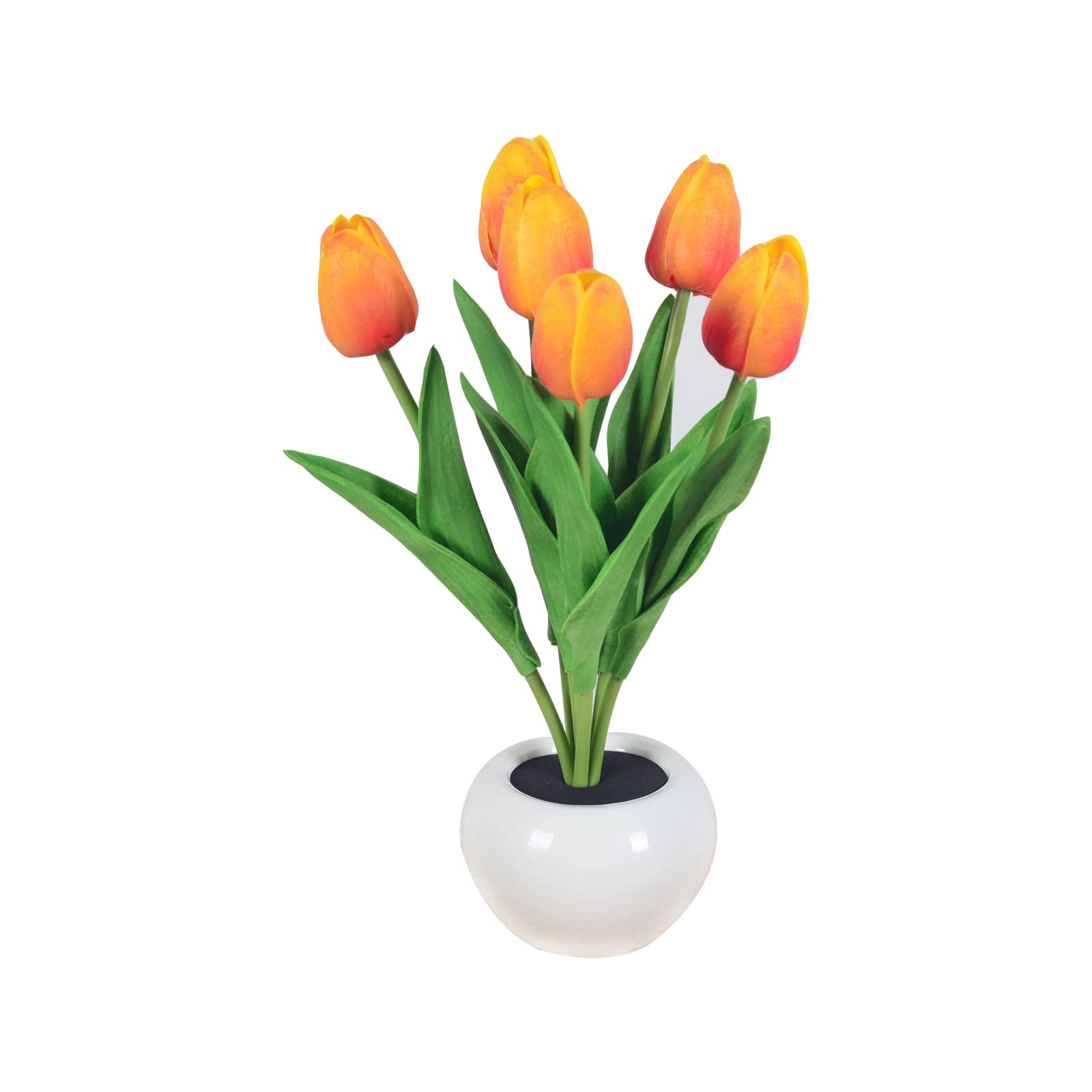 Cenoteer Tulip Flower Table Lamp - Artificial LED Tulip Night Light with Button Battery, 3.5 x 11 Inch Orange - Perfect for Bedroom, Office, Living Room & Dorm Decor