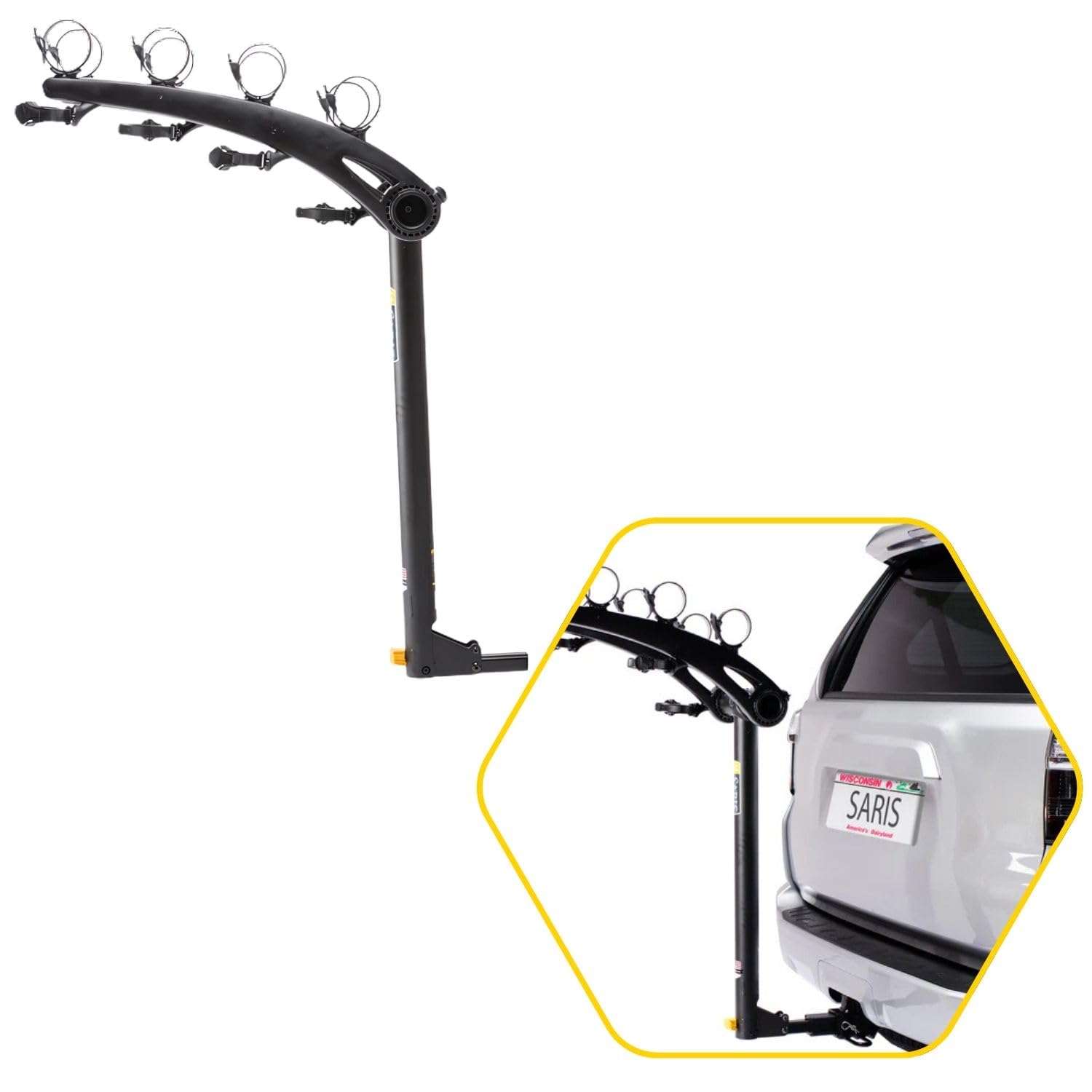 Saris Bones 4-Bike Hitch Rack - Foldable Bicycle Carrier with Tilting Base for SUV, Truck & Van - Perfect for Road Trips, Camping & Outdoor Adventures