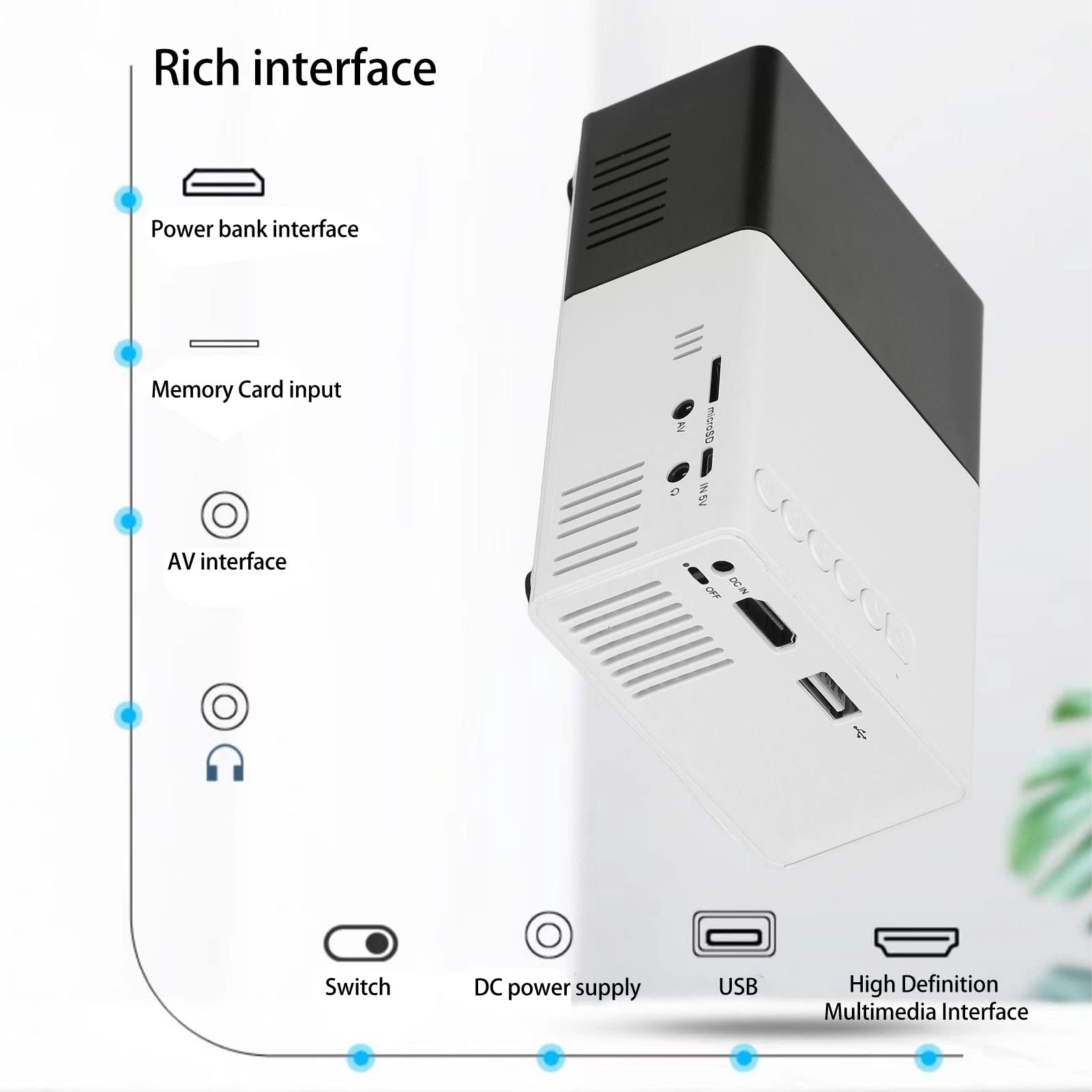 RajoNN Portable Mini Projector with Diffuse Reflection Display - Home Theater Projector for Movies & Gaming, Interactive Display for Presentations (UK Plug) - Perfect for Indoor & Outdoor Movie Nights, Classroom Teaching, and Office Meetings