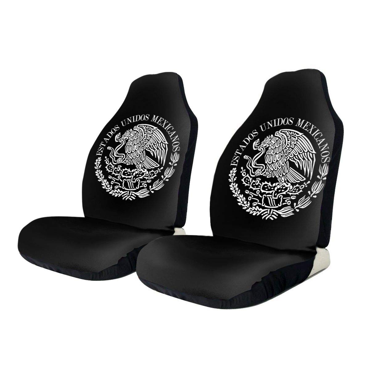 BYKLddljian Mexico Eagle Flag 3D Printed Universal Car Seat Covers - Elastic Polyester Fabric Front Seat Protectors for Cars, SUVs & Trucks (Black) | Perfect for Road Trips, Daily Commutes & Vehicle Customization