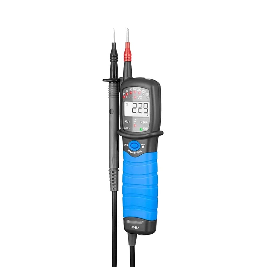 38A Digital LCD Voltage Tester Pen - Non-Contact AC/DC Auto-Range Detector with Phase Rotation & Continuity Test - Ideal for Electricians, DIY Home Repairs & Electrical Safety Checks
