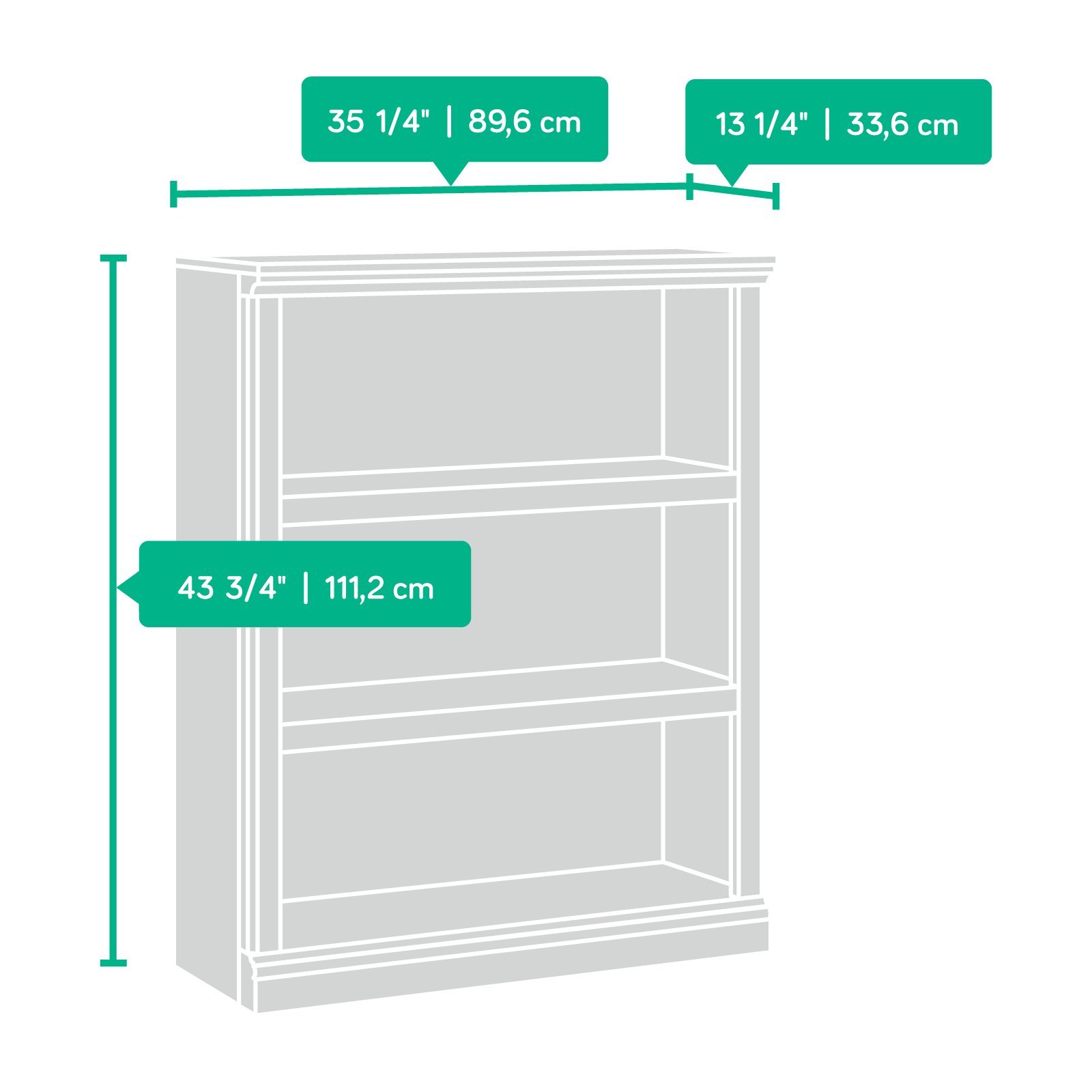 Sauder Barrister Lane 3-Shelf Cubby Bookcase - Storage & Display Bookshelf in Salt Oak Finish | Perfect for Home Office, Living Room & Library Organization