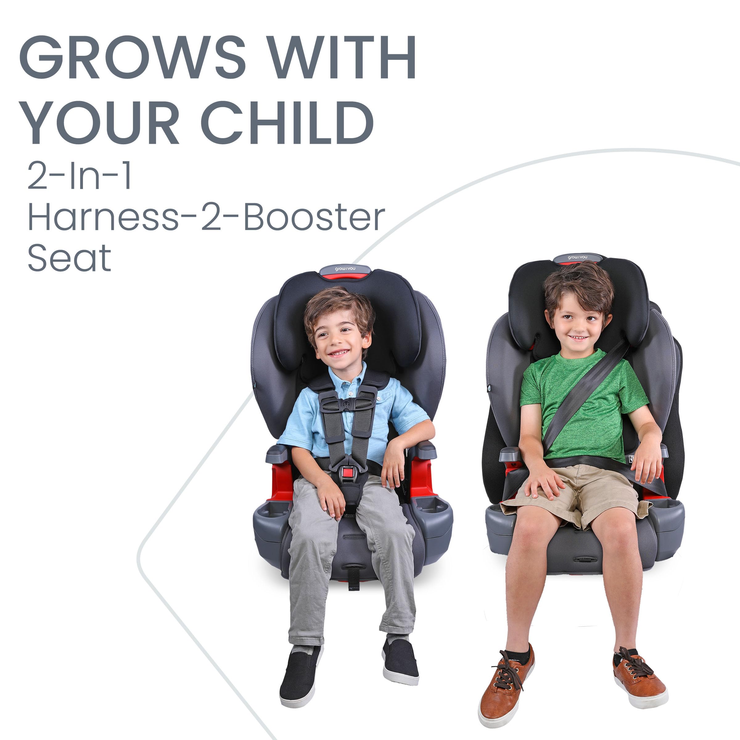Britax Grow with You Harness-2-Booster Car Seat - 2-in-1 Convertible High Back Booster with Quick-Adjust 5-Point Safety Harness in Modern Black | Safe for Toddlers to Big Kids | Perfect for Long Road Trips & Daily School Commutes