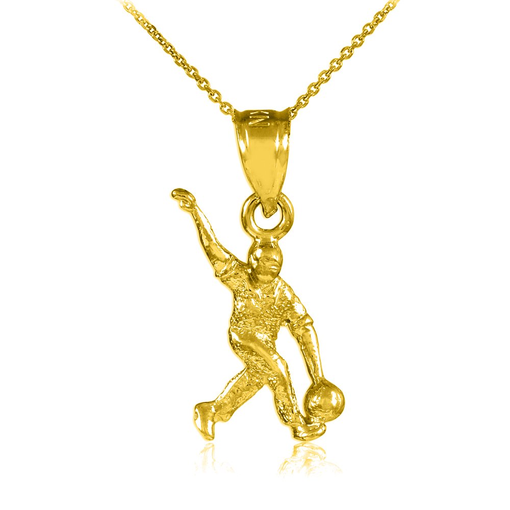 14K Yellow Gold Bowling Charm Pendant Necklace for Women - Elegant Jewelry Gift for Bowlers, Sports Enthusiasts - Perfect for Bowling Tournaments, Birthday Gifts & Casual Wear