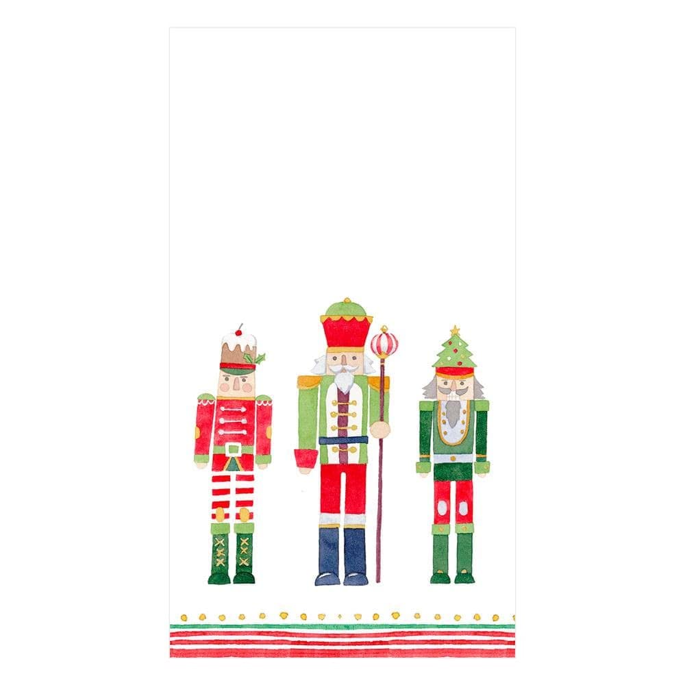 Caspari March of The Nutcrackers Holiday Paper Guest Towels & Christmas Napkins - 15 Pack | Festive Dinner Party & Holiday Table Decor