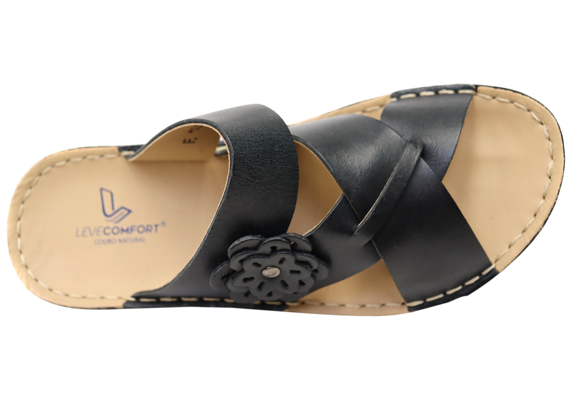 Levecomfort Debra Women's Brazilian Comfortable Leather Slides Sandals - Soft & Supportive for Casual Wear, Beach, and Home Use