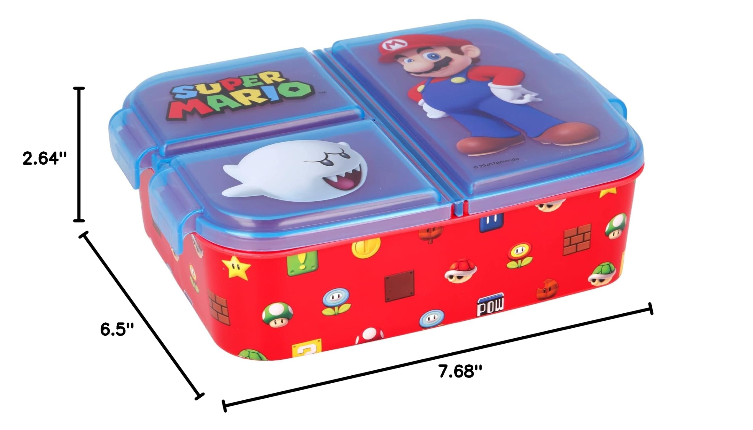 Super Mario Insulated Lunch Box - 3 Compartment Bento Box for Kids & Adults - Perfect for School, Office, and Picnics