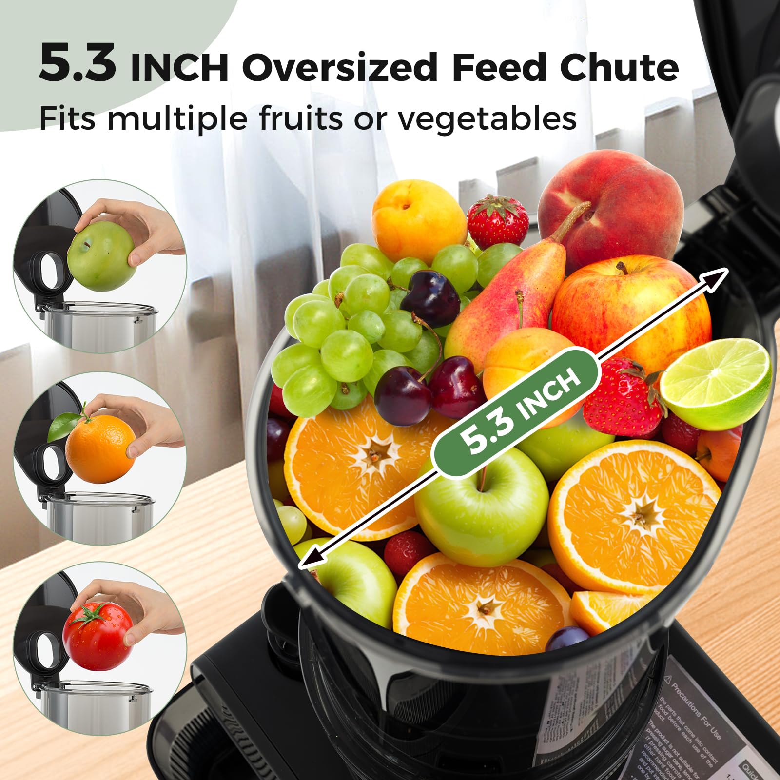 Cold Press Juicer Machine - 200W Slow Masticating Juicer with 5.3