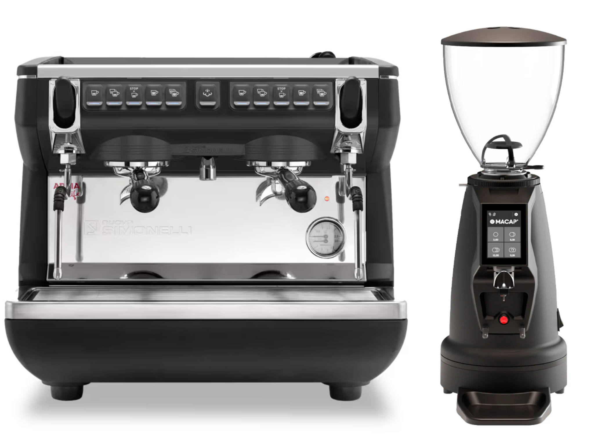 Nuova Simonelli Appia Life Compact Espresso Machine with MI40 Touch Grinder & Atom Excellence 65 Bundle - Professional Coffee Bar Setup for Home & Café Use