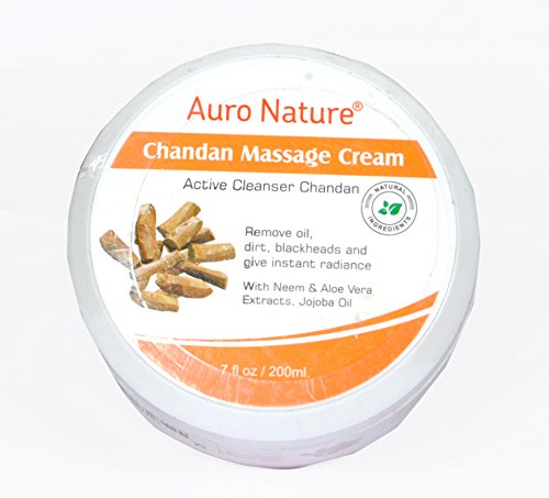 Auro Nature Sandalwood Massage Cream - 6.3 FL OZ (180g) - Relaxing Ayurvedic Body Cream for Stress Relief & Muscle Relaxation - Perfect for Spa, Yoga & Home Massage Therapy