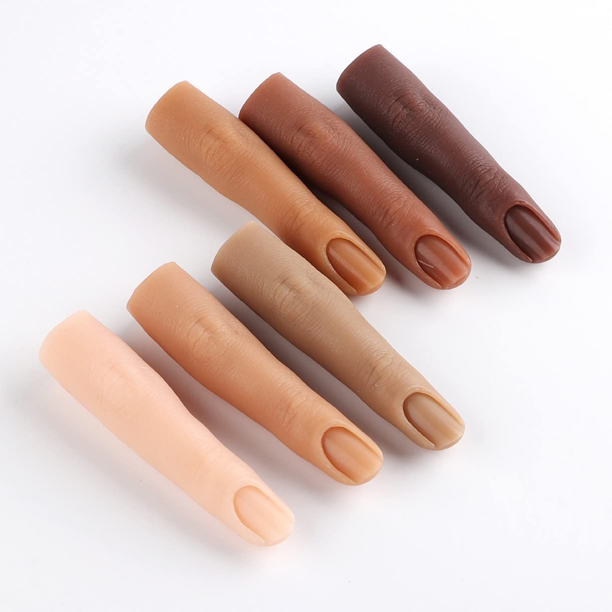 6-Color Silicone Nail Practice Finger for Acrylic & Gel Nails - Flexible Nail Art Training Mannequin Hand for DIY Manicure - Perfect for Beginners, Salon Training & Home Nail Art Practice