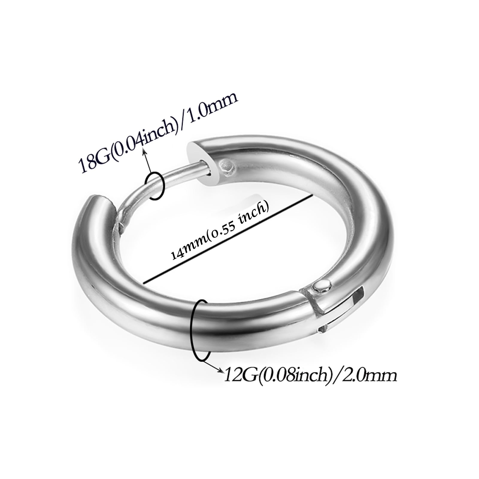 Hypoallergenic 316L Surgical Stainless Steel Huggie Hoop Earrings - 6mm/8mm/10mm/11mm/12mm/14mm Sizes - Cartilage, Helix & Lobe Piercing Jewelry for Men & Women - Perfect for Daily Wear, Work & Special Occasions