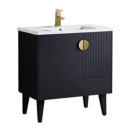 Black - Satin Brass Handles