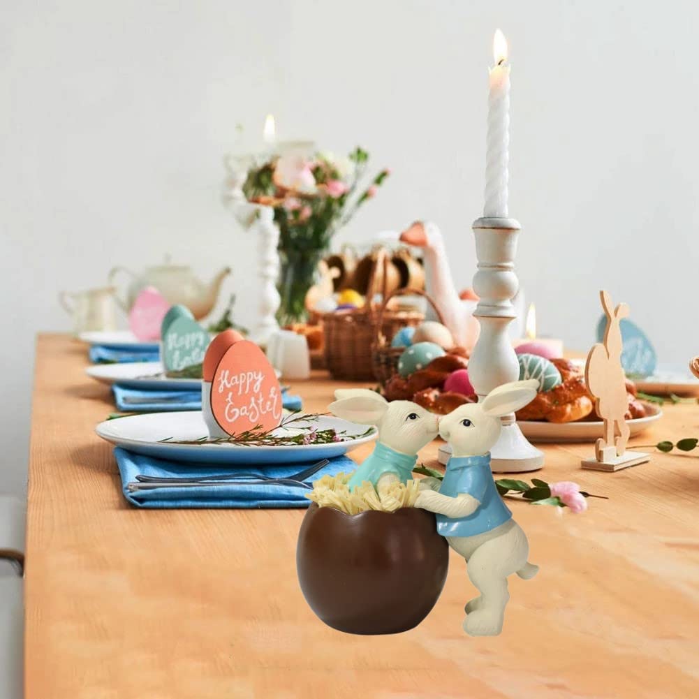 Easter Bunny Chocolate Eggshell Ornament - Handmade Resin Rabbit Tabletop Decoration for Easter, Spring Home Decor | Perfect for Easter Gifts, Party Favors & Holiday Table Centerpieces