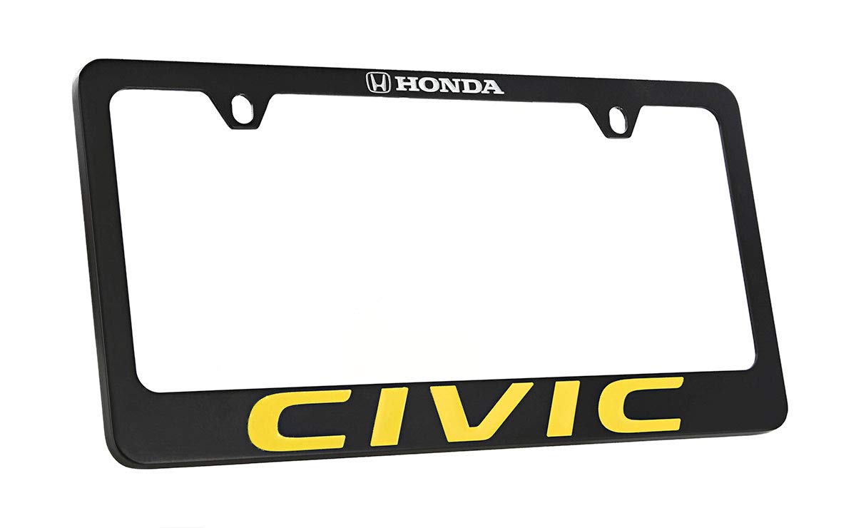 Honda Civic Wordmark Black Coated Zinc Metal License Plate Frame Holder - Durable Car Accessory for Honda Civic - Perfect for Customizing & Protecting Your License Plate